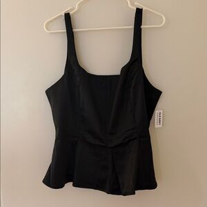 Square Neck Satin Peplum Top